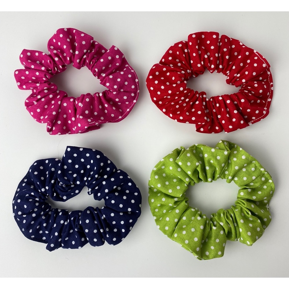 Hair Scrunches set of 4 Vibrant Polka Dots colors